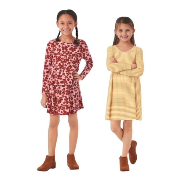 Member's Mark Girls' 2 Pack Dress Red Floral/Stripe Size 4T - Picture 1 of 14